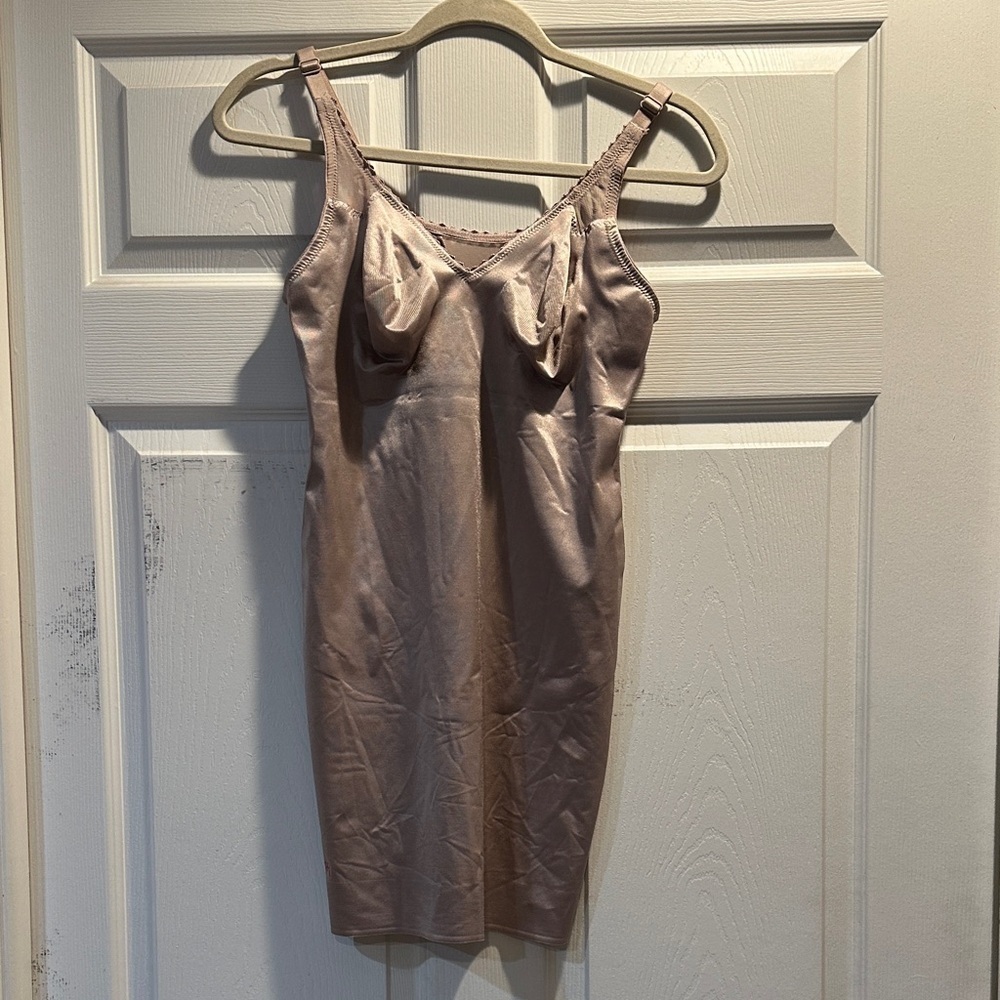Ruby Ribbon Nude Beige Shape-wear Slip Dress 44 Shaping Compression